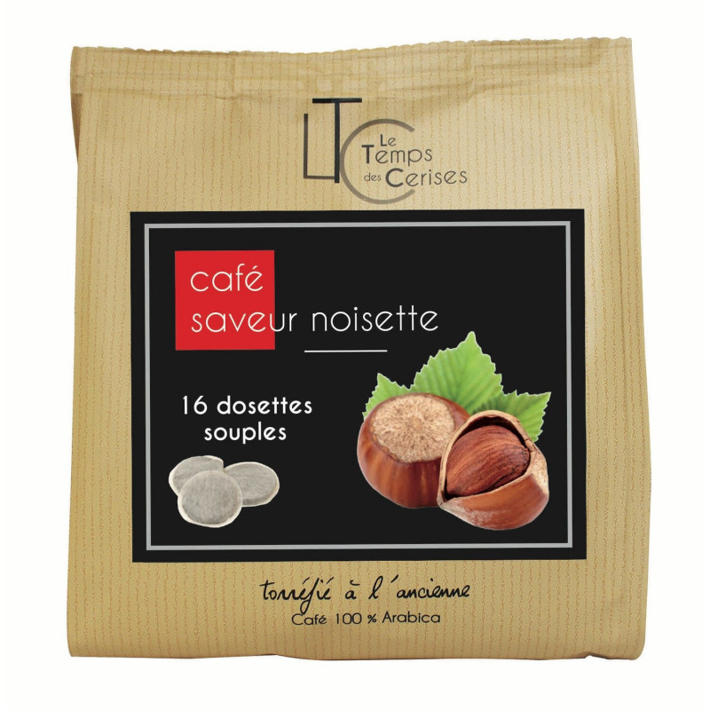 LE TEMPS DES CERISES - saveur Noisette Café dosettes Compatibles Senseo - boite de 16 dosettes
