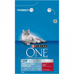 LOT DE 2 - PURINA ONE - Croquettes pour chat Stérilisé au Buf - sac de 3 kg