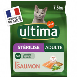 ULTIMA - Croquettes pour chat Adulte Stérilisé au Saumon - sac de 7,5 kg