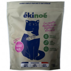 EKINOE - Croquettes pour chat Adulte Stérilisé aux protéines d insectes - sac de 900 g