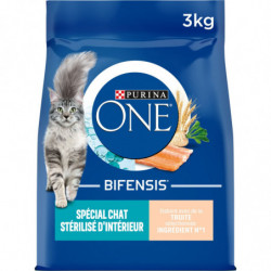 PURINA ONE - Croquettes pour Chat d'Intérieur Stérilisé à la Truite - sac de 3 kg