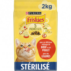 FRISKIES - Croquettes pour chat Stérilisé au Buf Poulet Légumes - sac de 2 kg