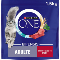 PURINA ONE - Croquettes pour chat Adulte au Buf - sac de 1,5 kg