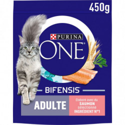 LOT DE 3 - PURINA ONE - Croquettes pour chat Adulte au Saumon - sac de 450 g