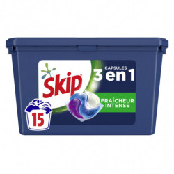 SKIP - Lessive Capsule Fraîcheur Intense 3En1 - boîte de 15 capsules