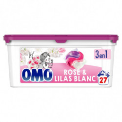 LOT DE 2 - OMO - Lessive Capsule 3en1 Plaisir Rose et Lilas Blanc - boîte de 27 capsules