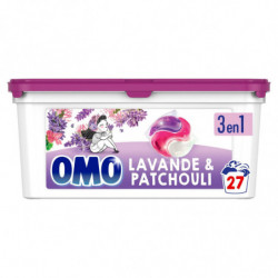 LOT DE 3 - OMO - Lessive Capsule 3en1 Lavande et Patchouli - boîte de 27 capsules