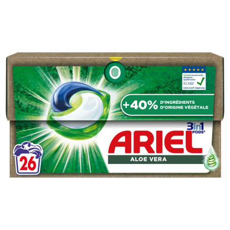 ARIEL - Lessive Capsules 3en1 Pods Aloe Vera - boite de 26 capsules