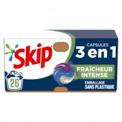LOT DE 3 - SKIP - Lessive Capsule 3En1 Fraîcheur Intense - boîte de 26 capsules