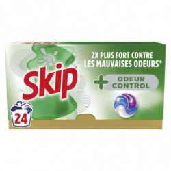 LOT DE 3 - SKIP - Lessive Capsules 3-en-1 Anti-Odeur Control - boîte de 24 capsules