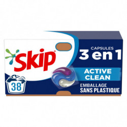 LOT DE 2 - SKIP - Lessive Capsule 3En1 Active Clean - boîte de 38 capsules