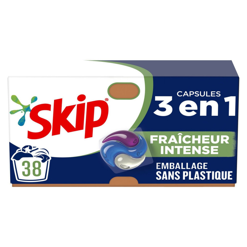 LOT DE 2 - SKIP - Lessive Capsule 3En1 Fraîcheur Intense - boîte de 38 capsules