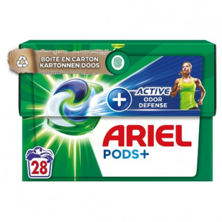 ARIEL - Lessive Capsule Active Odor Defense Tout-En-1 - boite de 28 capsules