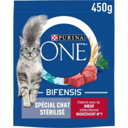 LOT DE 10 - PURINA ONE - Croquettes pour chat Stérilisé au Buf - sac de 450 g