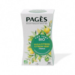 LOT DE 3 - PAGES - Thé vert Citron et Citron Vert Bio - boite de 20 sachets