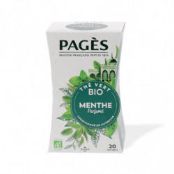 LOT DE 6 - PAGES - Thé vert Menthe Bio - boite de 20 sachets
