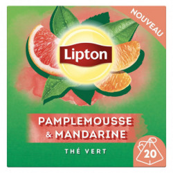 LOT DE 3 - LIPTON  - Thé vert Pamplemousse et Mandarine - boite de 20 sachets