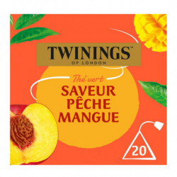 LOT DE 4 - TWININGS - Thé Vert Pêche Mangue - boite de 20 sachets