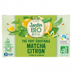 LOT DE 3 - JARDIN BIO ETIC - Thé vert Matcha Citron Bio - boîte de 20 sachets