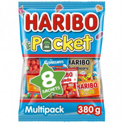 LOT DE 4 - HARIBO - Bonbons Pocket 8 mini sachets - sachet de 380 g