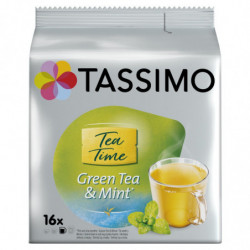 LOT DE 2 - TASSIMO - Twinings Tea Time Dosettes de Thé vert à la menthe - boite de 16 Capsules