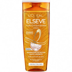 LOT DE 5 - ELSEVE - Huile Extraordinaire Shampooing Coco Nutrition Haute Légèreté Cheveux Secs - flacon de 300 ml