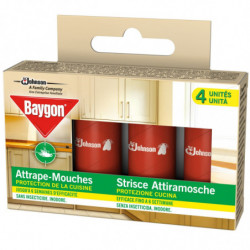 LOT DE 3 - BAYGON - Attrape Mouche Protection De La Cuisine Sans Insecticide Inodore - boite de 4 rubans