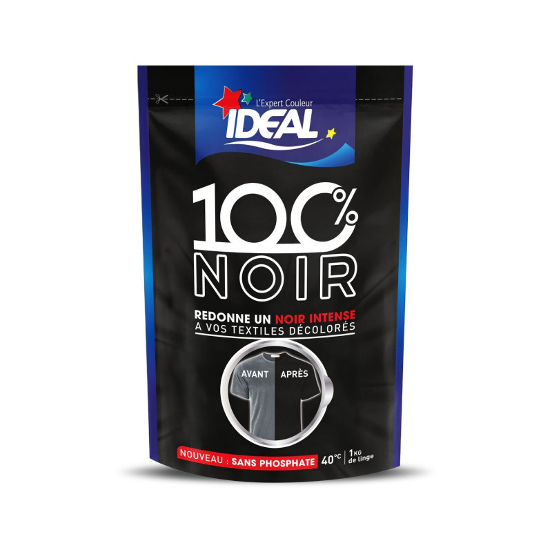 LOT DE 3 - IDEAL - Teinture Textile 100% Noir - sachet de 400 g