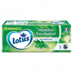 LOT DE 3 - LOTUS - Mouchoirs Menthol Eucalyptol Eucalyptus - blister de 15 étuis de 9 mouchoirs