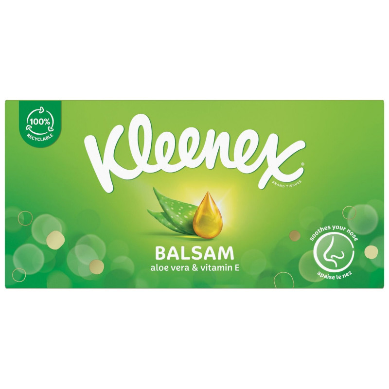 LOT DE 5 - KLEENEX - Mouchoirs Soins Balsam - boite de 80 Mouchoirs