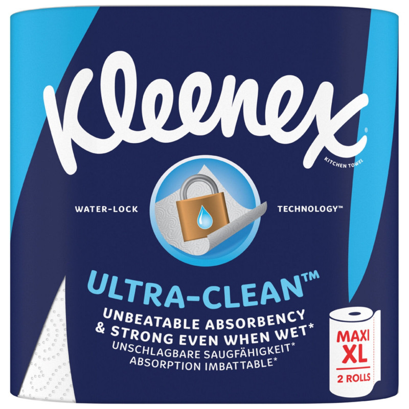 LOT DE 2 - KLEENEX - Essuie-tout Maxi Ultra-Clean - paquet de 2 rouleaux