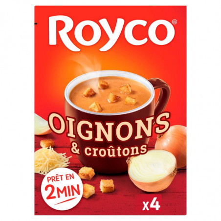 LOT DE 4 - ROYCO - Soupe Minute Soup Gratinée Oignon Et Croûtons déshydratée - boite de 60 g