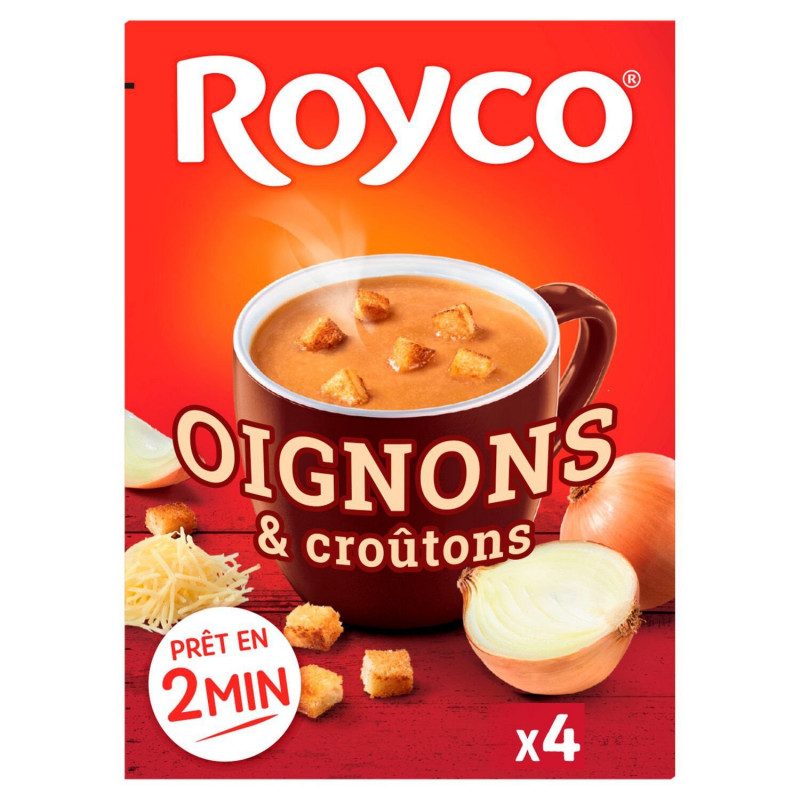 LOT DE 6 - ROYCO - Soupe Minute Soup Gratinée Oignon Et Croûtons déshydratée - boite de 60 g