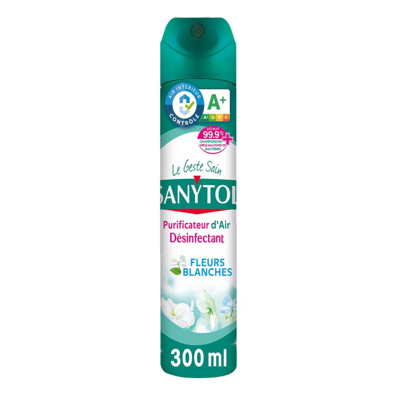 LOT DE 5 - SANYTOL - Fleurs Blanches Désodorisant Désinfectant - aérosol de 300 ml