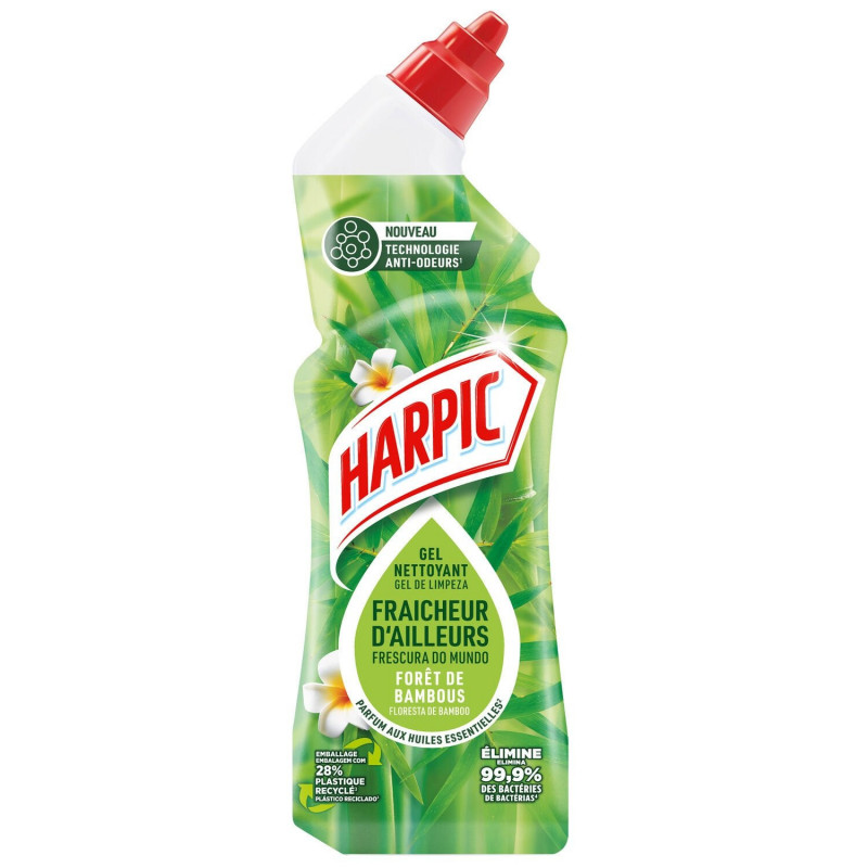 LOT DE 4 - HARPIC - Gel WC Fraicheur D'Ailleurs Forêt de Bambous - flacon de 750 ml