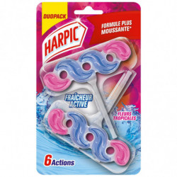 LOT DE 4 - HARPIC - Bloc WC Active Fresh 6 fleurs tropicales - paquet de 2 blocs