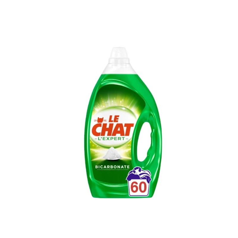 LOT DE 2 - LE CHAT - Lessive Liquide L'Expert Bicarbonate - bidon de 3 l