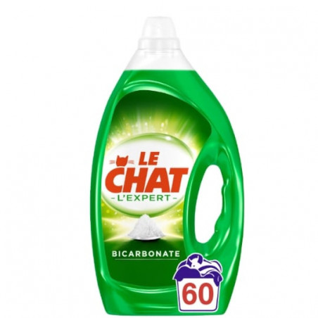 LOT DE 2 - LE CHAT - Lessive Liquide L'Expert Bicarbonate - bidon de 3 l