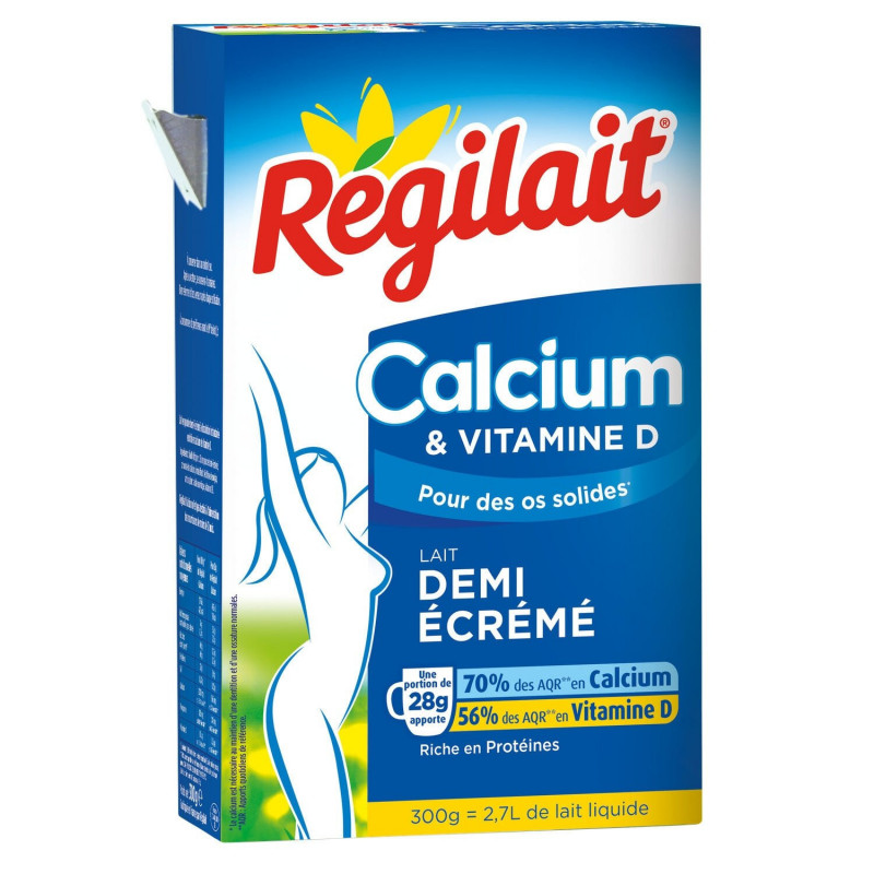 LOT DE 6 - REGILAIT - Lait en poudre demi-écrémé Calcium - boite de 300 g