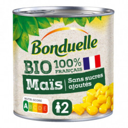 LOT DE 3 - BONDUELLE - Maïs Bio sans sucres ajoutés - boîte de 285 g