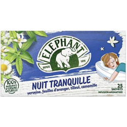 ELEPHANT - Nuit Tranquille Infusion verveine tilleul camomille - boite de 25 sachets - 38 g
