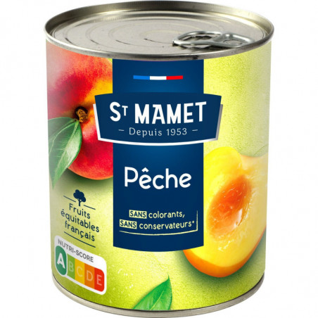 LOT DE 4 - ST MAMET -  Pêches Au Sirop - boite de 475 g net égoutté