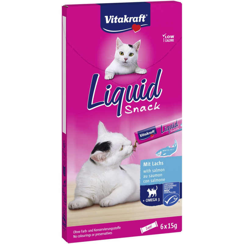VITAKRAFT - Liquide Snack Saumon Oméga 3 - boite de 90 g
