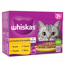 WHISKAS - Les Festins à la volaille en Sauce Pâtée pour chat - boite de 12 sachets de 85 g