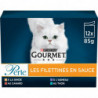 LOT DE 5 - PURINA GOURMET - Perle Les Filettines en Sauce Pâtée pour chat  - paquet de 12 sachets de 85 g