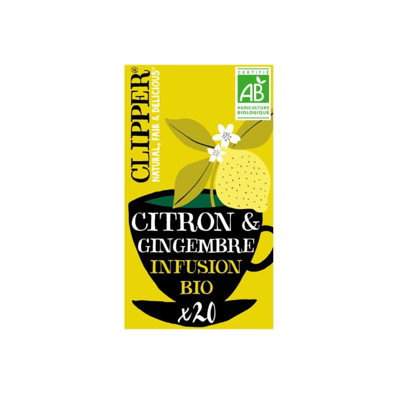 LOT DE 4 - CLIPPER - Infusion Citron Gingembre - boite de 20 sachets - 50 g