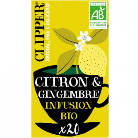 LOT DE 4 - CLIPPER - Infusion Citron Gingembre - boite de 20 sachets - 50 g
