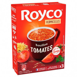 LOT DE 3 - ROYCO - Bouillon Tomates et Vermicelles Soupe déshydratée - boite de  3 sachets - 42g