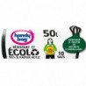 LOT DE 3 - HANDY BAG - Résistant et Ecolo 50 L Sac poubelle à poignées coulissantes - rouleau de 10 sacs