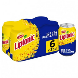 LOT DE 6 - LIPTON - Liptonic Boisson au thé citron vert - pack de 6x33 cl